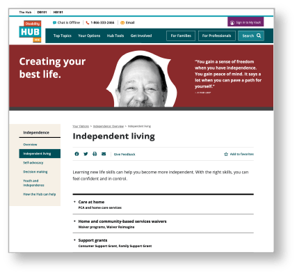Disability Hub MN's Independent Living webpage