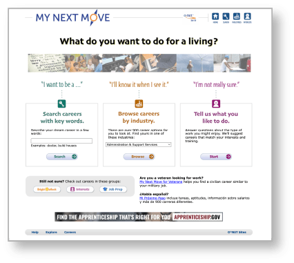 My Next Move webpage