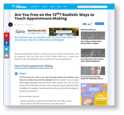 How to teach appointment-making, Busy Teacher webpage