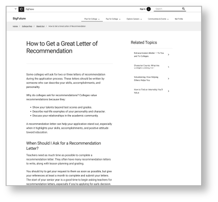 The College Board's How to Get a Great Letter of Recommendation webpage